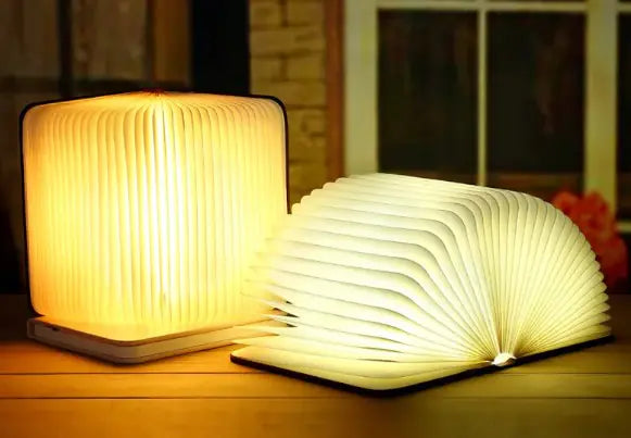 3D Folding Wooden Book Lamp - USB Rechargeable LED