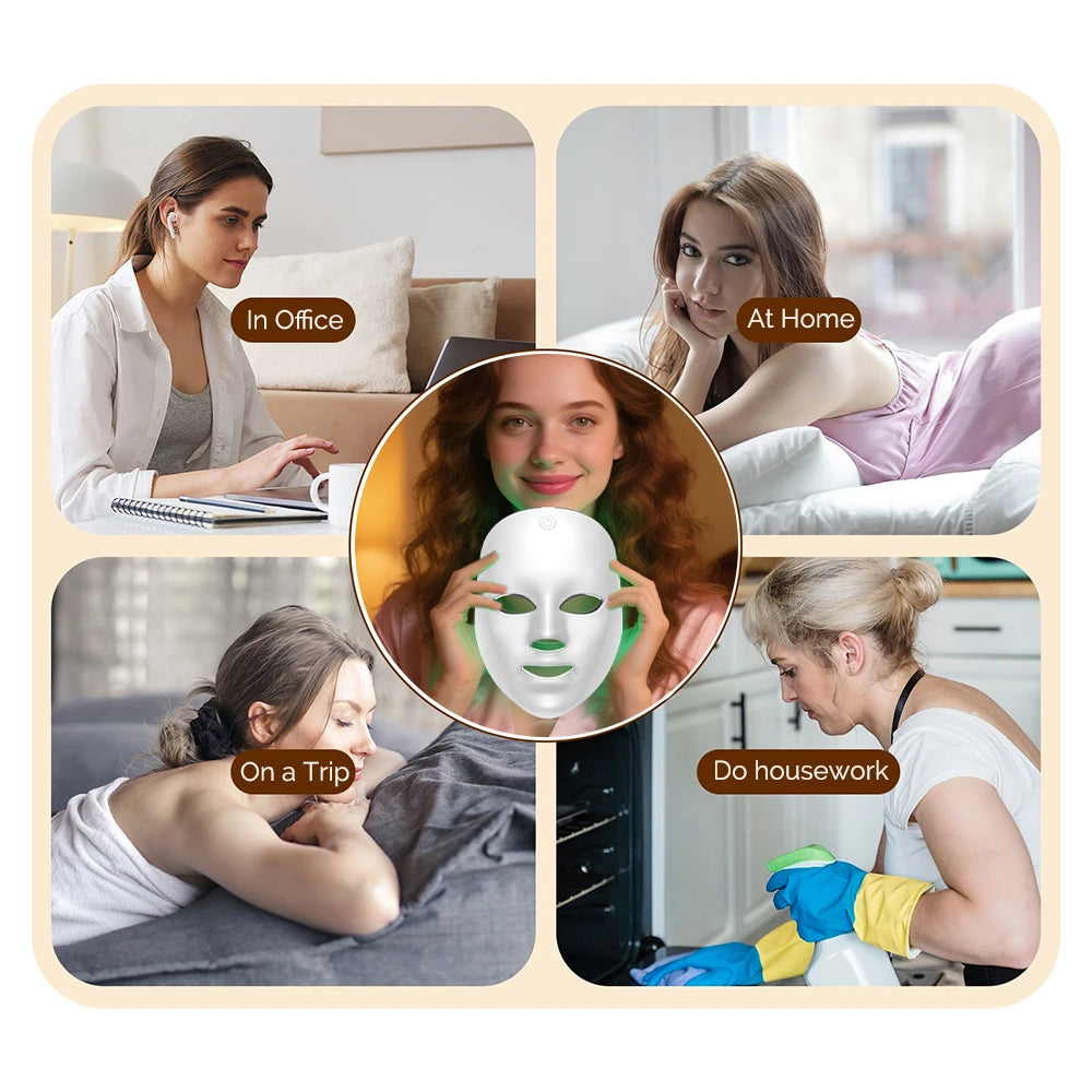 LED Face Mask - 7 Color Light Therapy for Anti-Aging & Skin Rejuvenation