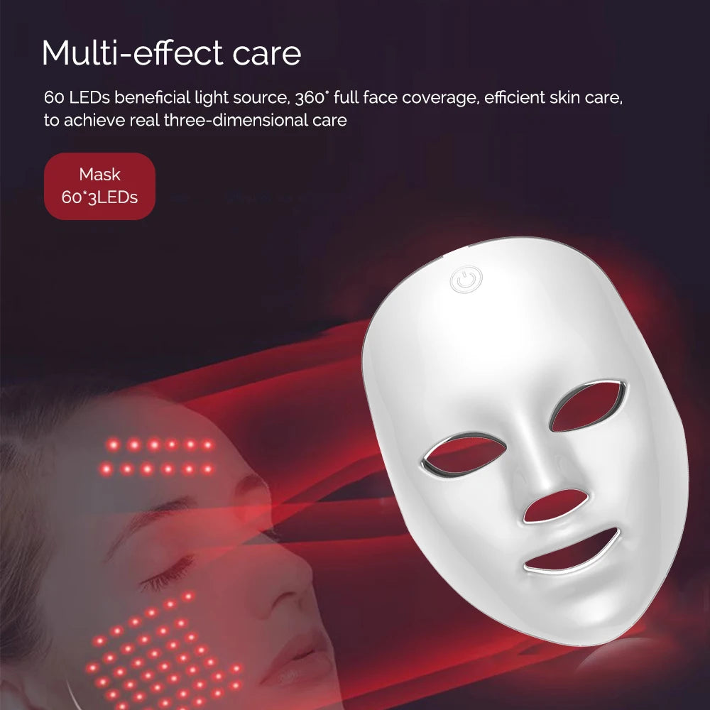 LED Face Mask - 7 Color Light Therapy for Anti-Aging & Skin Rejuvenation
