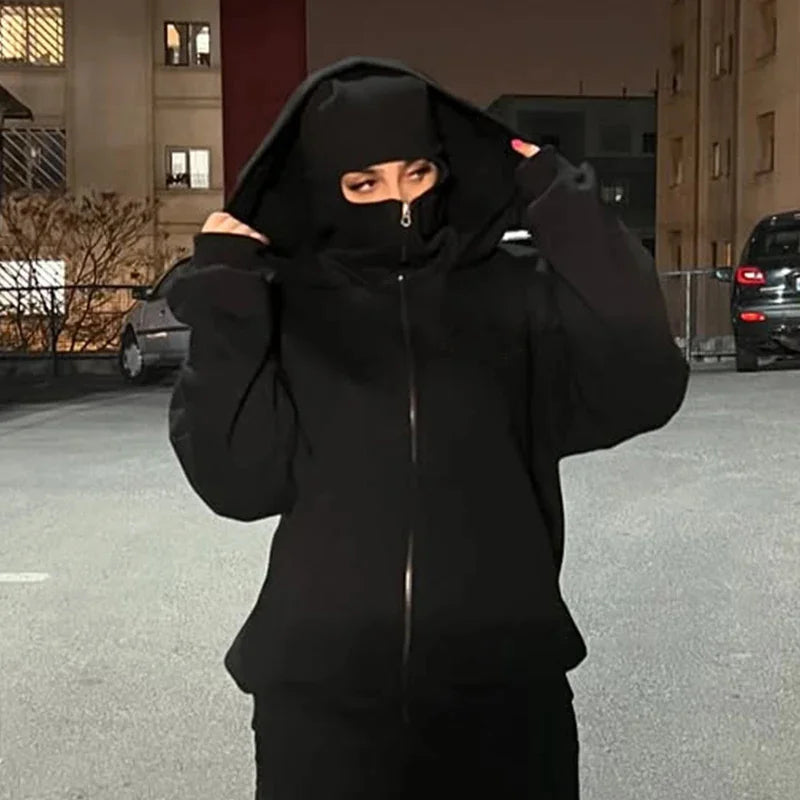 "ShadowHood™ – Y2K Masked Hoodie"