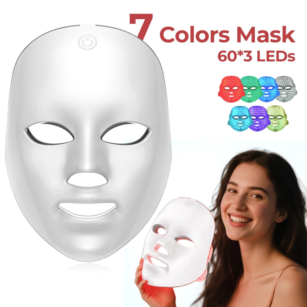 LED Face Mask - 7 Color Light Therapy for Anti-Aging & Skin Rejuvenation