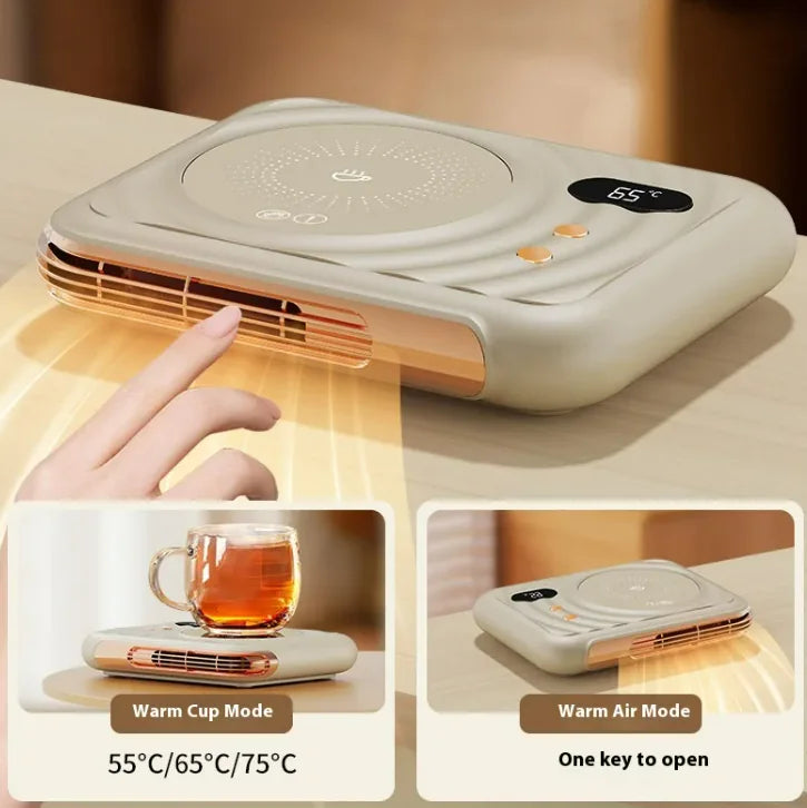 2-in-1 Desk Heater & Cup Warmer - Portable Air Blower