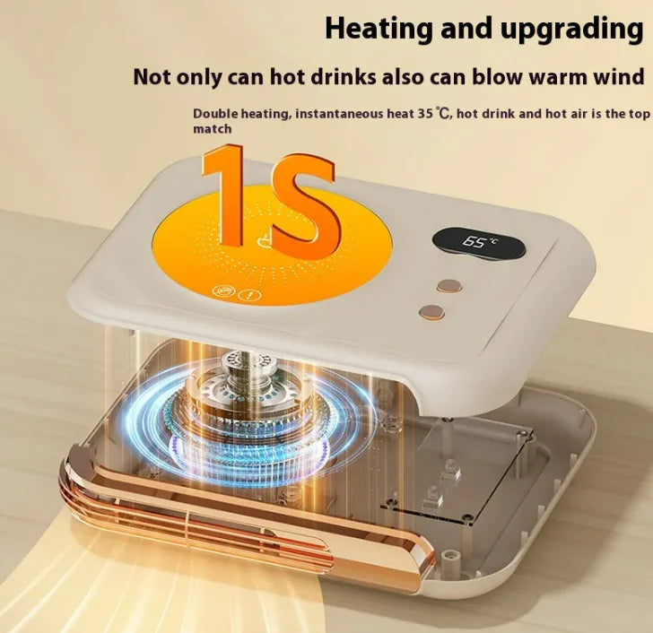 2-in-1 Desk Heater & Cup Warmer - Portable Air Blower